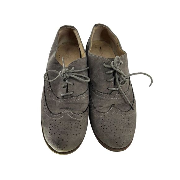 Merona Women's Gray Suede Oxfords Size 8 Casual Slip-On Flats - Picture 1 of 6